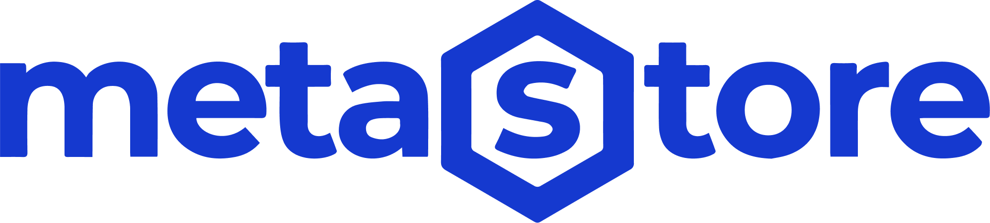 Meta Store logo in blue with a stylized 'S' inside a hexagon.